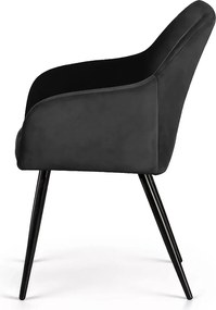 Zestaw 6 krzeseł welurowych na czarnej podstawie - Terviso 2X