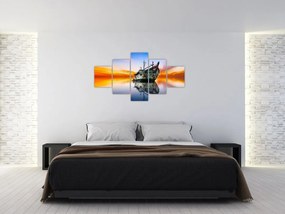 Obraz - Wschód słońca nad wrakiem łodzi (125x70 cm)