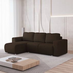 Masseno Narożnik RINOVA z funkcją spania i pojemnikiem na pościel Narozniki L, Rozkładana sofa - Brązowy, NEVE 28