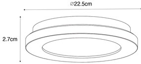 Nowoczesna lampa sufitowa czarna 22,5 cm z diodą LED IP44 - Steve Nowoczesny Oswietlenie wewnetrzne