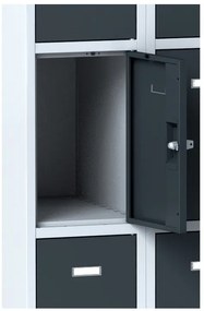 Alfa 3 Szafka skrytkowa S6, 8 schowków, 1800 x 600 x 500 mm, zamek obrotowy, drzwi ciemnoszare