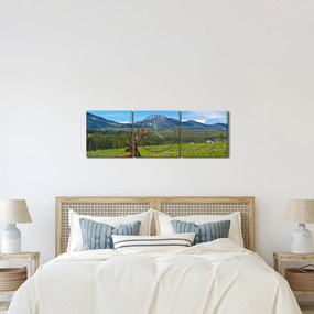 Obraz - Jeleń na łące (z zegarem) (90x30 cm)