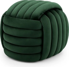 Pufa pleciona podnóżek welurowa 53 cm NILO Butelkowa Zieleń