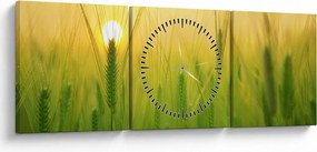 Obraz pola ze zbożem (z zegarem) (90x30 cm)