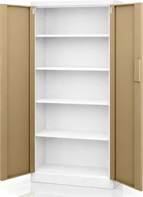 Szafa biurowa na akta otwierana na szyfr Eco Design Daniel 90x40x185 cm, biały/orzech