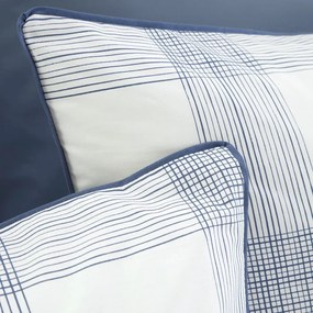 Biało-niebieska bawełniana pościel jednoosobowa 135x200 cm Marlow Check – Bianca