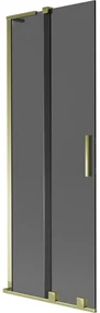 Mexen Velar L parawan nawannowy 2-skrzydłowy rozsuwany 70 x 150 cm, grafit, złoty - 896-070-003-41-50