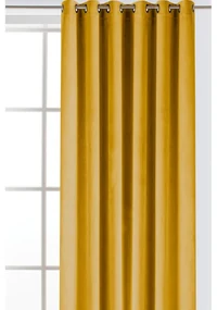 Musztardowa aksamitna zasłona częściowo zaciemniająca (dimout) 530x175 cm Velto – Filumi