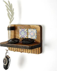 Półka ścienna LAZ161 z orzecha włoskiego – płótno 100% 18 mm – 14x20x9 cm