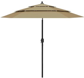 Okrągły trzypoziomowy parasol ogrodowy taupe P9-D43