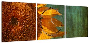 Obraz - Słonecznik (z zegarem) (90x30 cm)