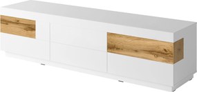Szafka RTV stojąca SILVANA 206 cm do Salonu pod Telewizor 6 Szuflad - Biały