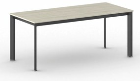 Stół konferencyjny do biura PRIMO INVITATION, 180x80 cm, czarna podstawa, dąb naturalny