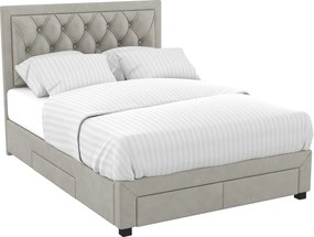 Łóżko z szufladami – 160 × 200 cm – Tkanina welurowa w kolorze niebieskim - LEOPOLD