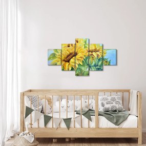 Obraz kwitnących słoneczników (125x70 cm)