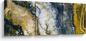 Obraz - Złota abstrakcja (z zegarem) (90x30 cm)