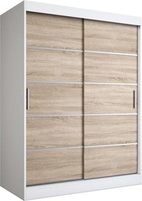 Szafa przesuwna biel + dąb sonoma 150 cm E4-A79