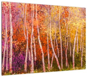 Obraz na szkle kolorowego lasu (70x50 cm)