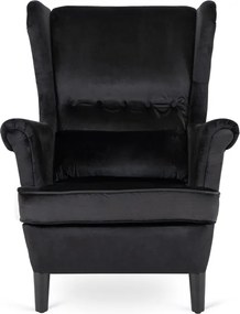 Fotel Uszak Wypoczynkowy KLARIS 2 Czarny Welurowy do Salonu Nowoczesny Loft