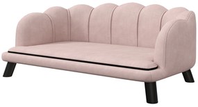 PawHut Sofa dla Zwierząt Domowych dla Średnich i Dużych Psów do 25 kg, Solidne Drewno, Wyściełana, Różowa