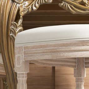 HOMCOM Krzesła jadalniane 2 sztuki tapicerowane kremowe z oparciem rattanowym i drewnianymi nogami | Aosom PL