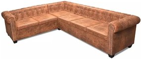 6-osobowy brązowy narożnik w stylu Chesterfield - Xavier 6Q