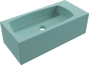 Umywalka betonowa wisząca / nablatowa prostokątna bez otworu na baterię 65 x 30 cm z półką ZALM | różne kolory : Kolor - Turkusowy, Typ montażu - podwieszana