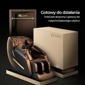 Fotel Masujący VX MAX Wypoczynkowy Relaksacyjny Brązowy Ekoskóra Loft