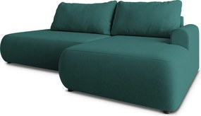 Masseno Narożnik NUVIRA z funkcją spania i pojemnikiem na pościel Narozniki L, Rozkładana sofa - Lazurowy, CASTEL 75