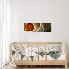 Obraz - Abstrakcyjne róże w ognistych kolorach (z zegarem) (90x30 cm)