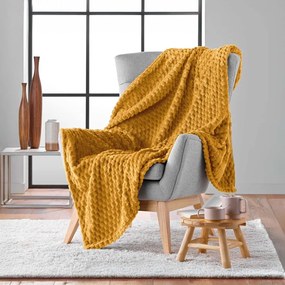 Koc z mikfroflaneli w kolorze ochry 125x150 cm Mini Frosty – douceur d'intérieur