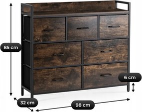 Komoda z Szufladami HUDSON 98 cm Dąb Rustykalny/Czarny Loftowa