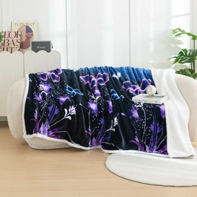 Koc z mikropluszu VIOLET BUTTERFLY ciemnoniebieski Rozmiar: 160 x 200 cm