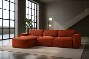 Narożnik w kształcie L zaokrąglony Cursal, tkanina Poso, Miedziany, Lewy