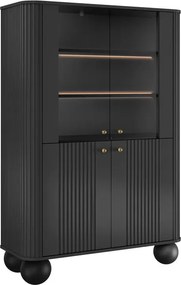 Witryna Vesper 103 cm czterodrzwiowa - czarny / złote uchwyty / nogi kule