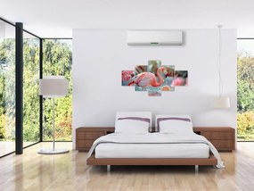 Obraz - Flaming w stawie (125x70 cm)