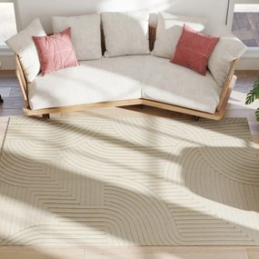 HOMCOM Maszynowo tkany dywan, 15 mm wysokości, uniwersalny, antypoślizgowy, Kremowy