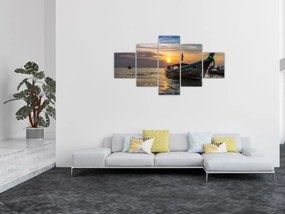 Obraz statku na brzegu (125x70 cm)