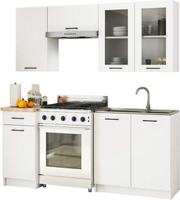 Komplet białych mebli kuchennych z witryną 180 cm D2-P80