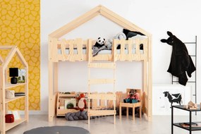 Dziecięce drewniane łóżko piętrowe domek - Barry 2X