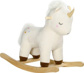 AIYAPLAY Bujany konik w kształcie jednorożca, z efektami dźwiękowymi, miękko siedzący, dla dzieci 2-4 lata, Biały