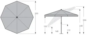 NASSAU 2 m - parasol uchylny : Substancja Desen - 848