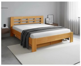 Podwójne łóżko z litego drewna z miejscem do przechowywania ANGELA 180x200 cm orzech jasny