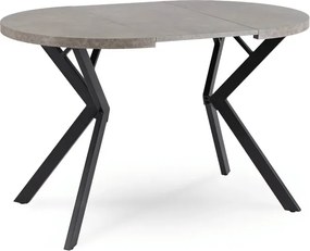 Stół Okrągły Rozkładany DORIAN 80-160 cm Beton/Czarny Nowoczesny Loft