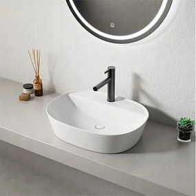 Umywalka nablatowa biała ceramiczna owalna 50 x 38 cm