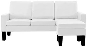 3-osobowa biała sofa z ekoskóry z podnóżkiem - Lencor 4Q