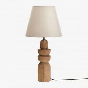 Lampa Stołowa Z Drewna Mango Koski Drewno Mango & Brokat Biały Ø25 Cm Caracas - Sklum