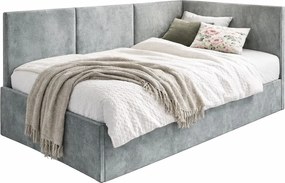 Szare łóżko tapicerowane z pojemnikiem C7-E01