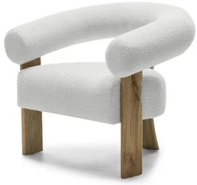 Biały designerski fotel KOKEI, dąb