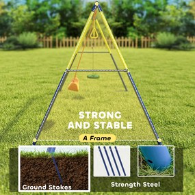 AIYAPLAY Stelaż huśtawki do 150 kg 3-w-1 huśtawka klasyczna, obręcze gimnastyczne, huśtawka stojąca, 285x160x181 cm | Aosom PL